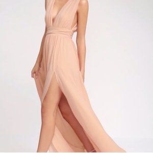 Lulu's l Heavenly Hues Blush Maxi Dress Size Small